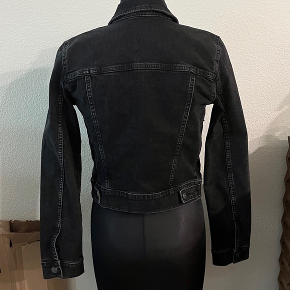 MNG Mango black distressed cropped jean denim jacket 98% cotton/2% elastane sz S - Picture 4 of 6